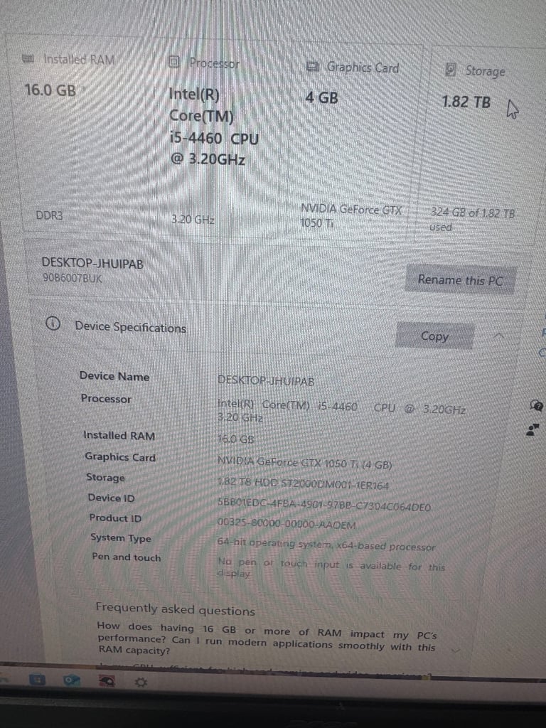 image for Gaming PC 1050ti i5