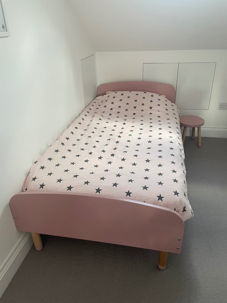Flexa kids single bed, mattress and matching stool