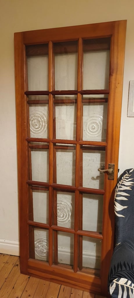 image for Wooden Door with Glass Panel for Sale