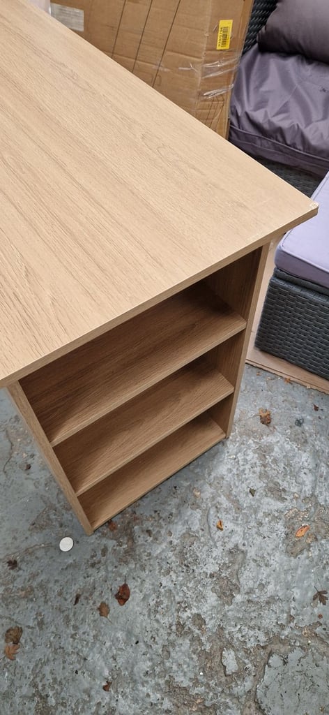  Argos home malibu 3 drawer office desk only - oak effect - Assembled - Slight marks to top