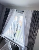 Grey velvet curtains with silver flicks