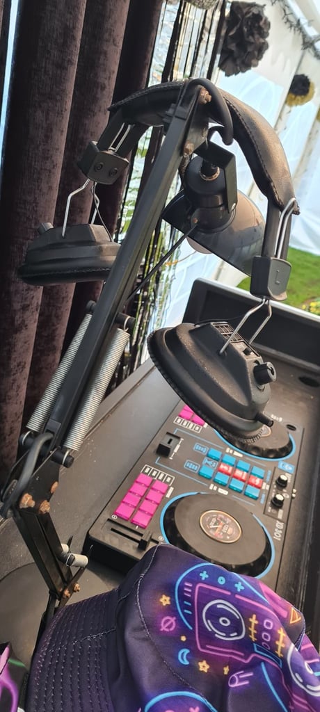 DJ disco booth and mixer deck