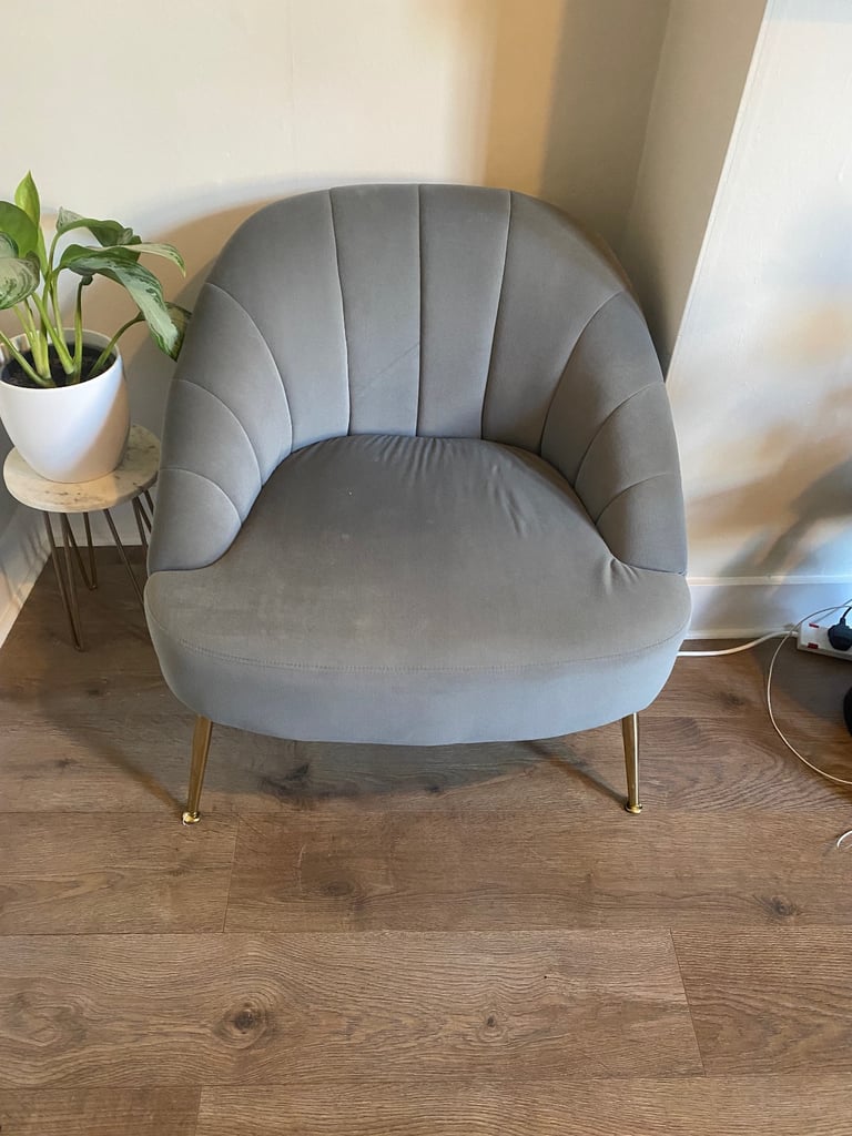 Suede bucket arm chair 