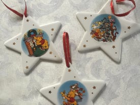 Winnie The Pooh - Set Of 3 Christmas China Hanging Stars 