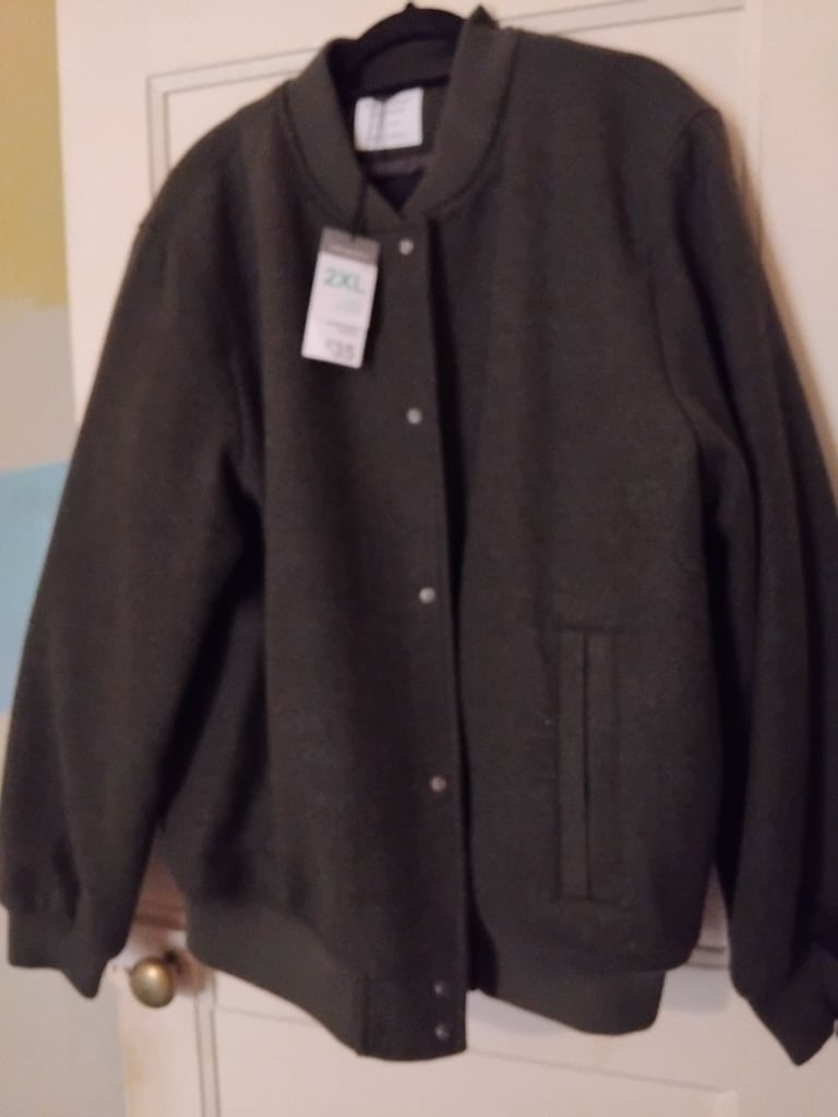image for Mans woollen worsted push stud moss green blouse style jacket