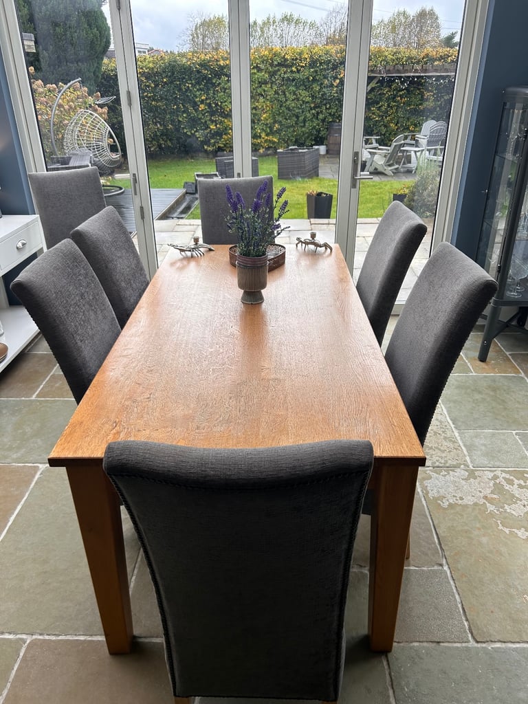 Grey dining chairs x 8
