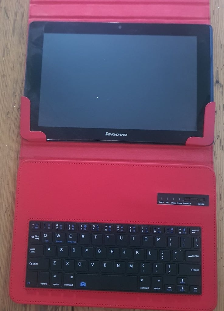 image for For sale is Lenovo tablet with case, spairs or repair