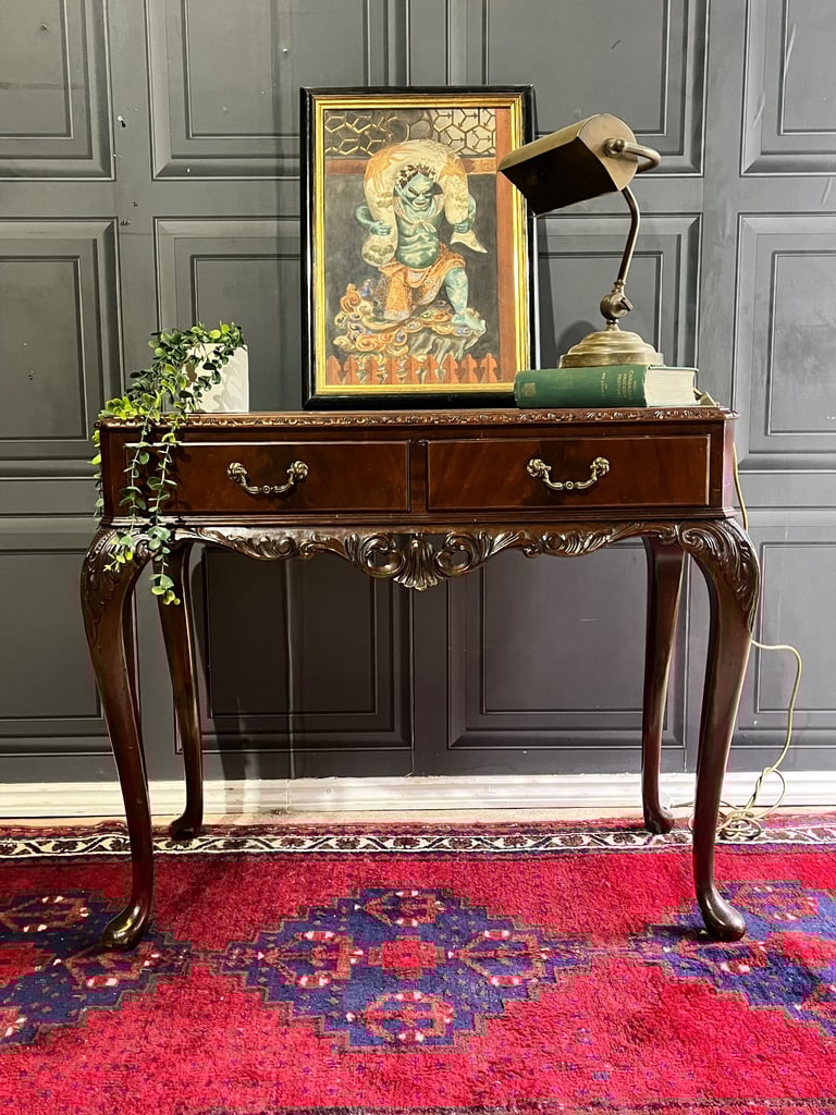 Antique STYLE  Mahogany Wood &  Leather Top  Console table / Writing Desk