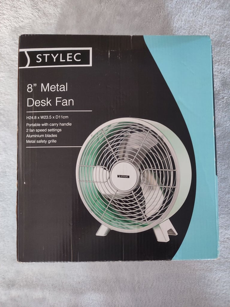 image for NEW 8 Inch Metal Desk Fan - Portable, 2-Speed Settings, Aluminium Blades, Ideal for Home or Office