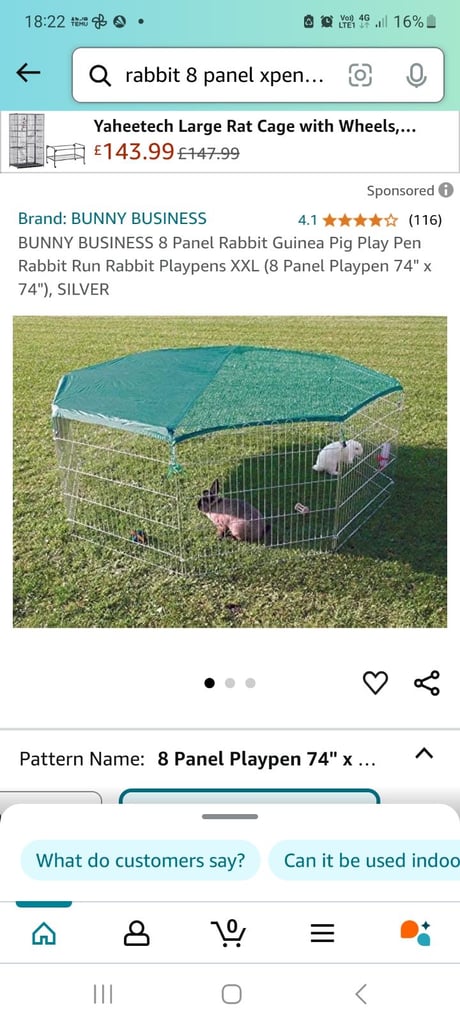 8 panel xpen for rabbits or other small animals