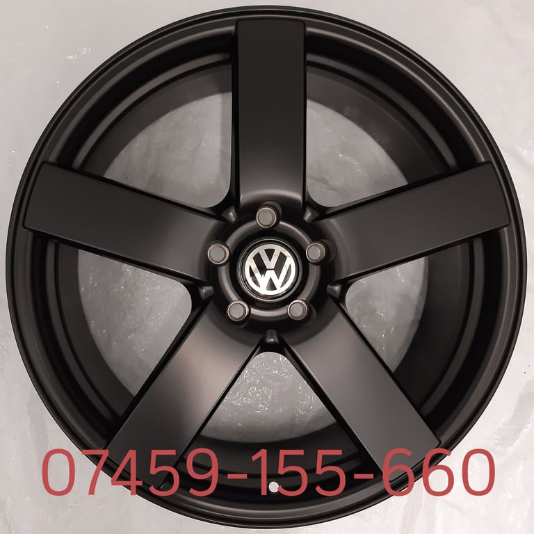 4X NEW ALLOY WHEELS (20" INCH ALLOYS) VW VOLKSWAGEN TRANSPORTER T5 T5. T6 T6.1 T7 BLACK 5 SPOKE