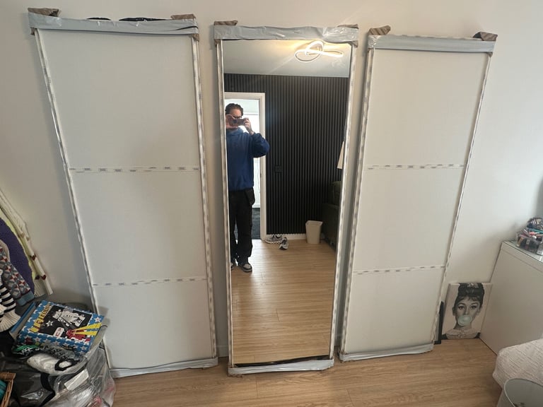 3 part shaker style sliding wardrobe doors 