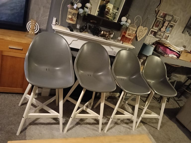 Four IKEA fanbyn bar stools