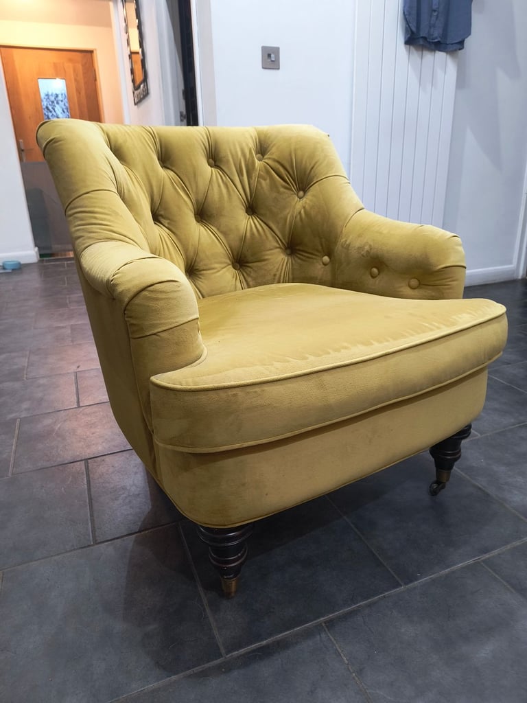 image for Velvet Arm Chair in Gold