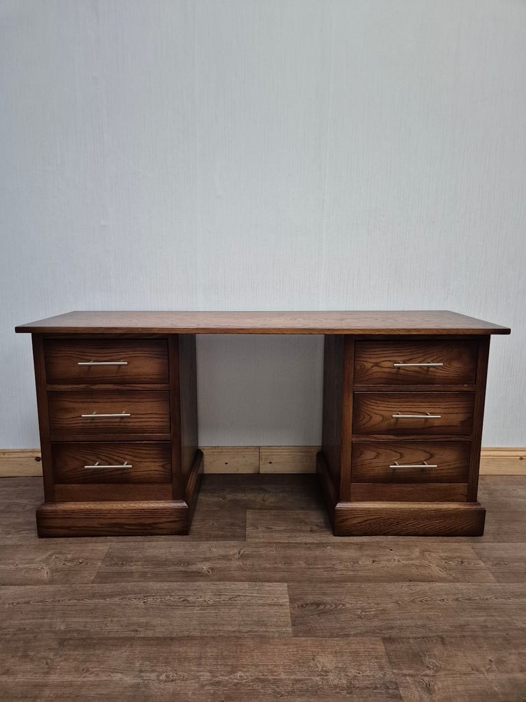 SOLID OAK Desk Office Desk Computer Table Writing Table Pedestal Desk 
