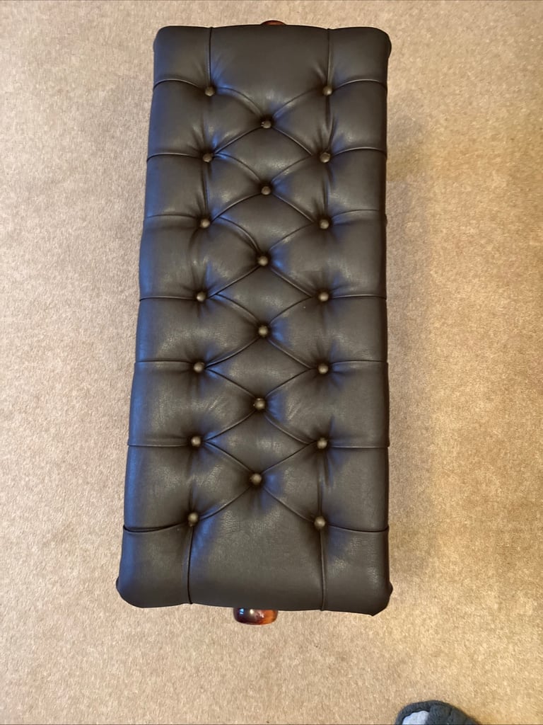 Adjustable Height Piano Bench Stool Dark Brown Faux Leather. 