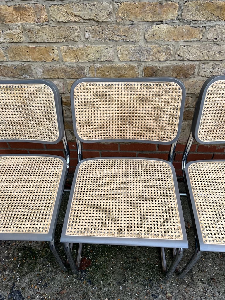 Rare Set of 4 vintage Bauhaus Marcel Breuer grey Cesca dining chairs