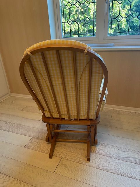 Yellow and White Gingham  Dutailier Nursing Gliding Chair