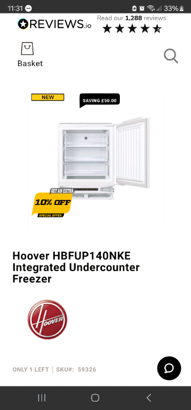 💖Brand new undercounter integrated💖 freezer free local delivery💖