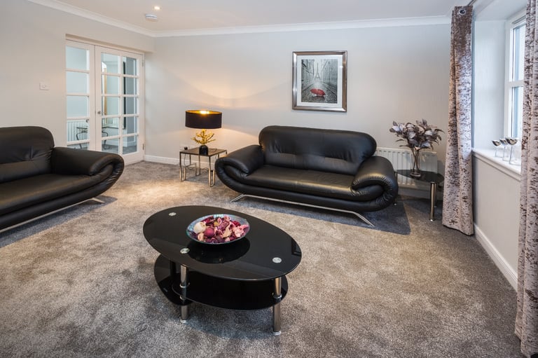 Pair of crushed velvet curtains 