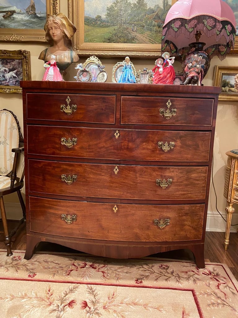 image for Antique George III bow fronted drawer set