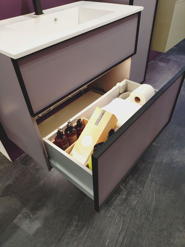 Dansani Luna 80cm Vanity Set Black Framed/Mauve Manufacturers display rrp £7468