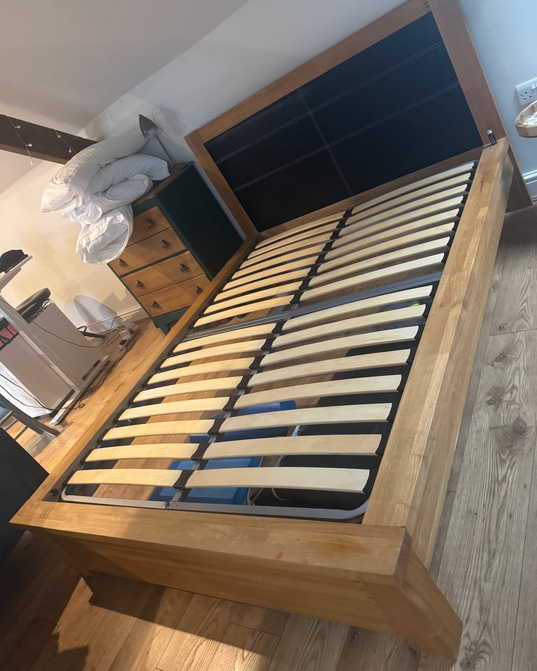 Solid Wood Double Bed Frame and Headboard 