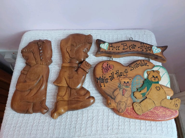 Three Solid Wood Nursery Wall Decorations 