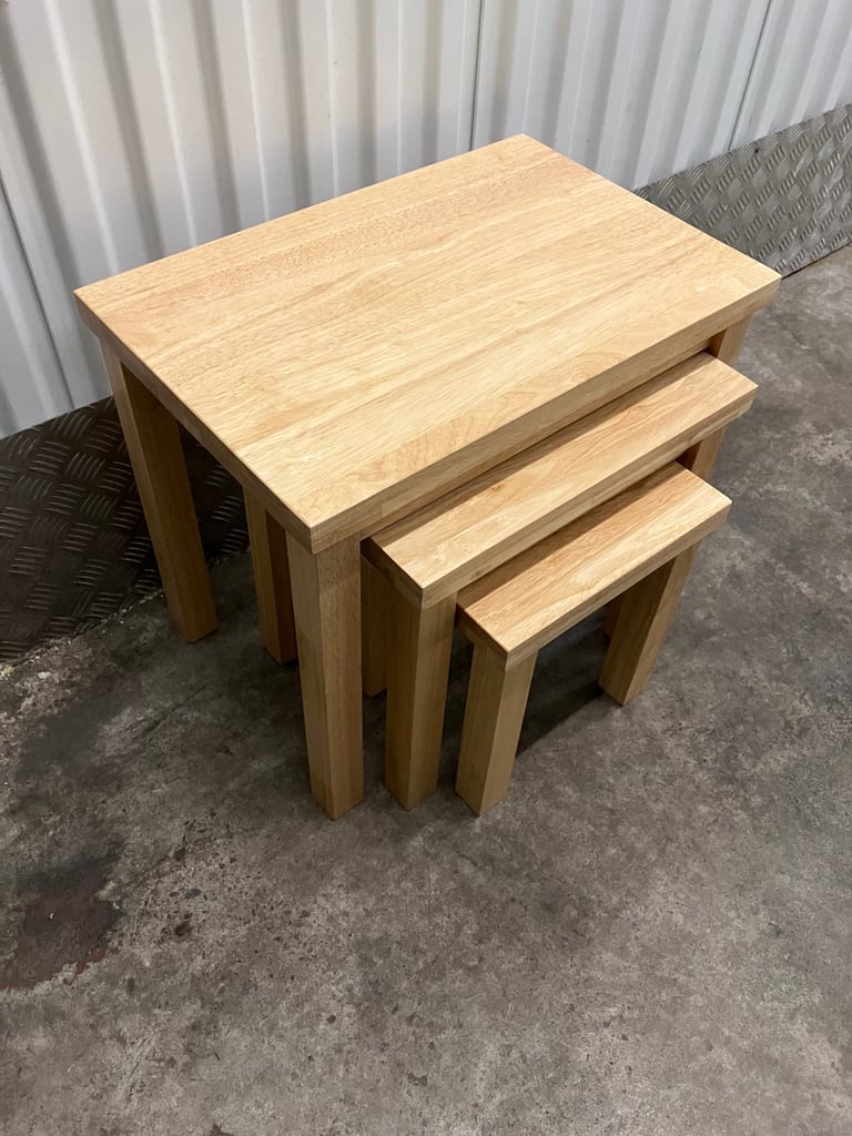 Light Oak Nest of 3 Tables 