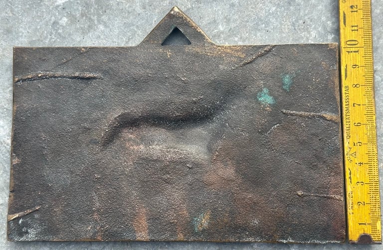 ANTIQUE BRONZE GERMAN SHEPHERD DOG PLAQUE SCULPTURE 17x10cm, 1900s FRITZ DILLER? - WILL POST!