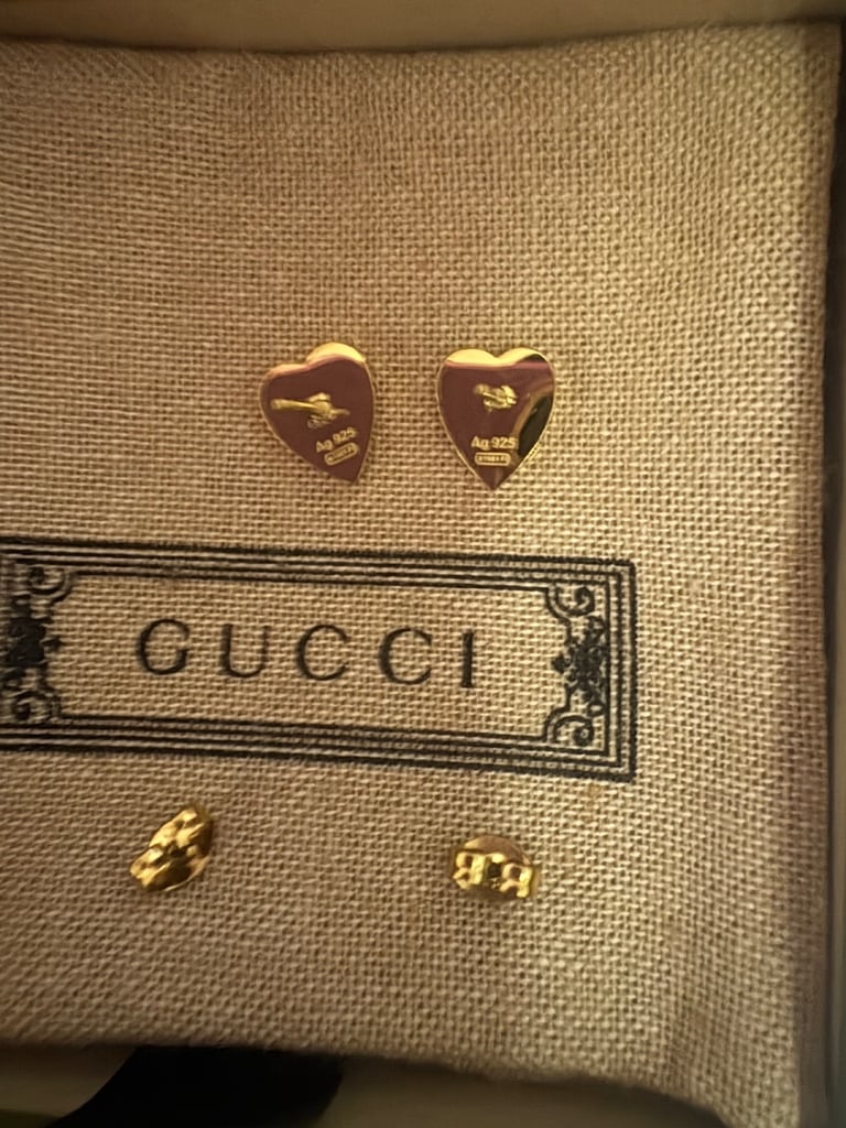 Gucci heart earrings, yellow gold plated, new