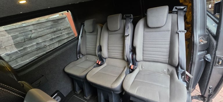 Vw transporter 1+1+1 independant removable rear seats with seat belt and isofix ford vauxhall