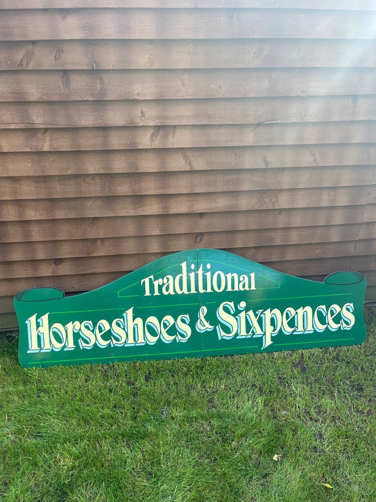 image for Large vintage horseshoe traditional folding sign - 180cm by 58cm