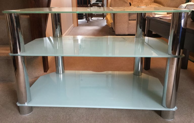 image for ALPHASON WHITE GLASS 3 TIER TV UNIT.