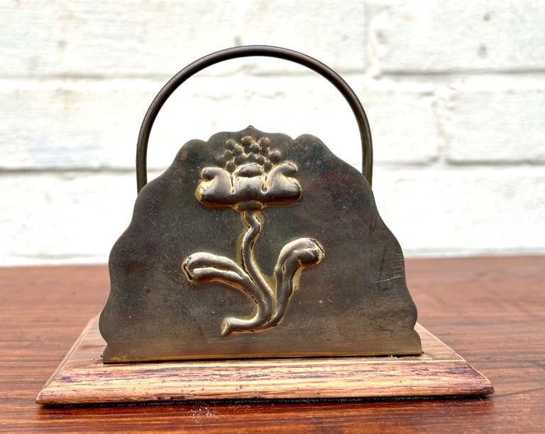 Antique brass letter magazine rack desk cabinet hall industrial antique vintage arts and crafts
