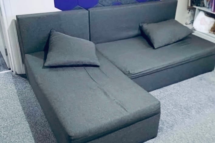 image for Grey corner sofa bed, with storage, great condition, can deliver locally 