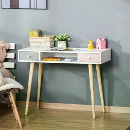 image for Kids Wooden Study Table Writing Desk with Drawer Ergonomic 