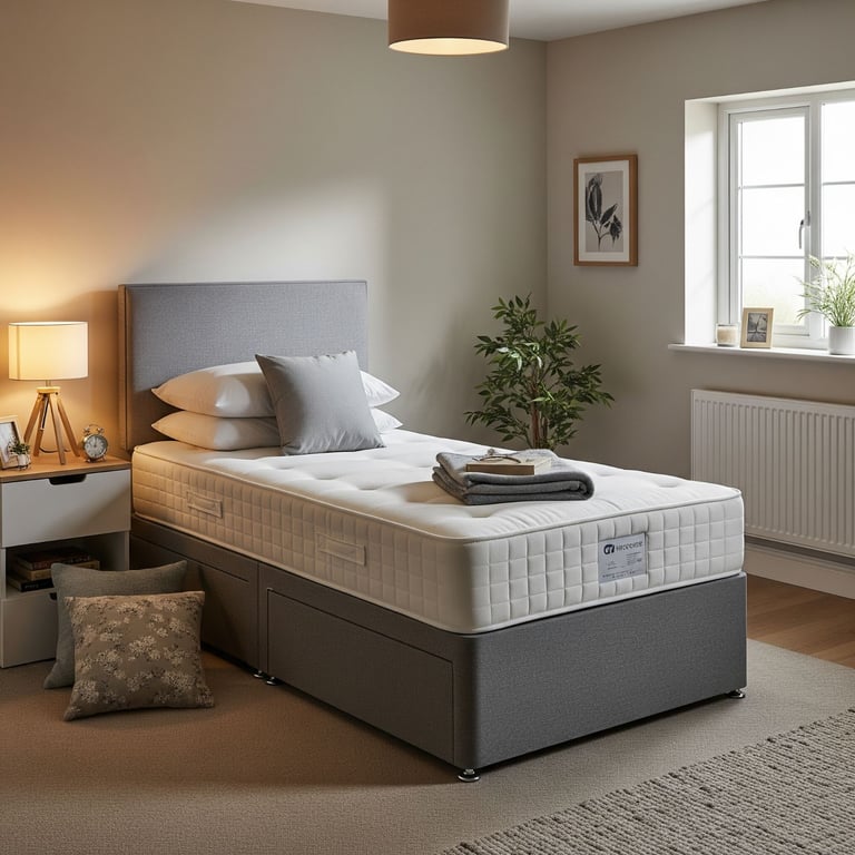 image for Divan bed with deep storage drawers, mattress included, all sizes available UK delivery