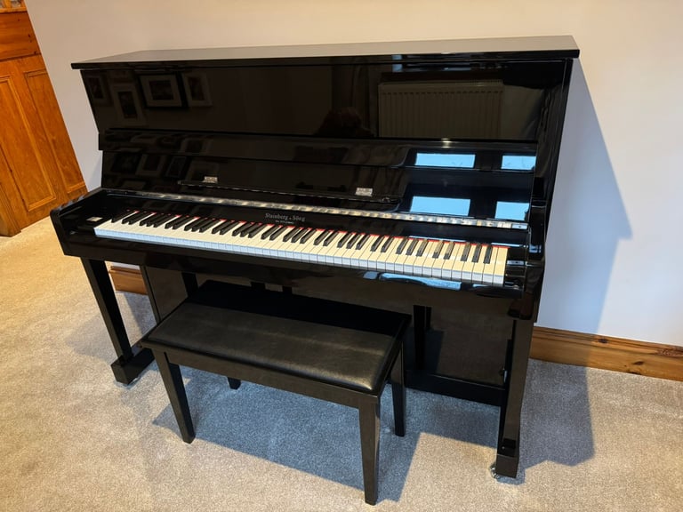Stainberg & Song black gloss upright Piano & stool
