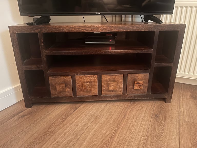 Solid wood corner tv unit and cube table set 