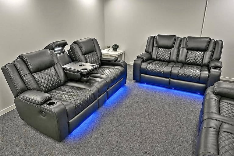 image for Quick Delivery >> Orlando Leather Recliner - 3+2 Seater Electric Sofa >>