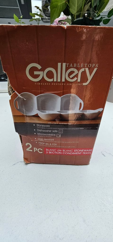 Tabletops Gallery 2pc Stoneware Condiment Trays White