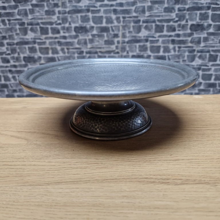 image for Craftsman Sheffield Pewter Hammered Cake Stand