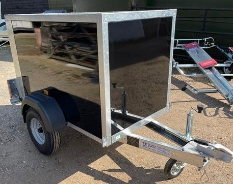 Camping Trailer in Black or White with Roof Bars and Spare Wheel -Tickners Single Axle 5' x 3' x 3'
