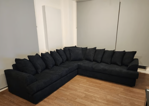 Brand New - Liverpool Jumbo Cord Corner Sofa (5 seater corner) - Black- SAME/NEXT DAY DELIVERY