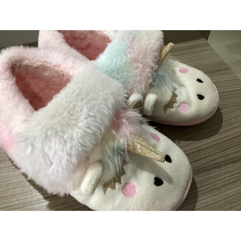 Girls Pink /White unicorn slippers Size UK 2 | in Inverness, Highland |  Gumtree