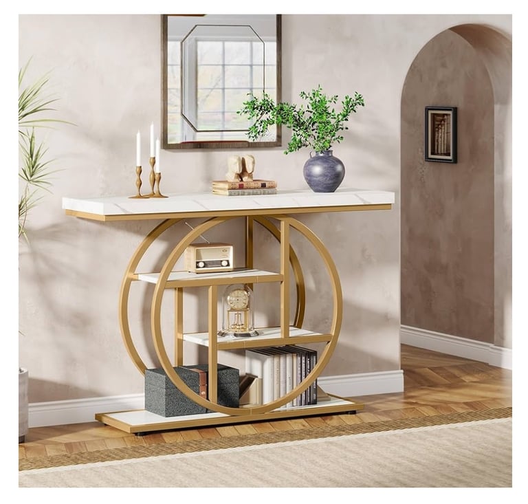 Tribesign Console Table White Gold