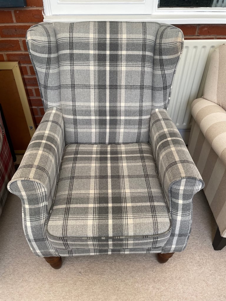 image for Grey check Sherlock chair 