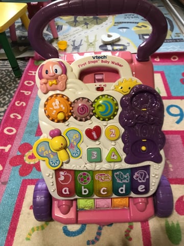 VTech First Steps Baby Walker  Push Along Walker Baby Toy with Shapes,  Sounds, Music, Phrases