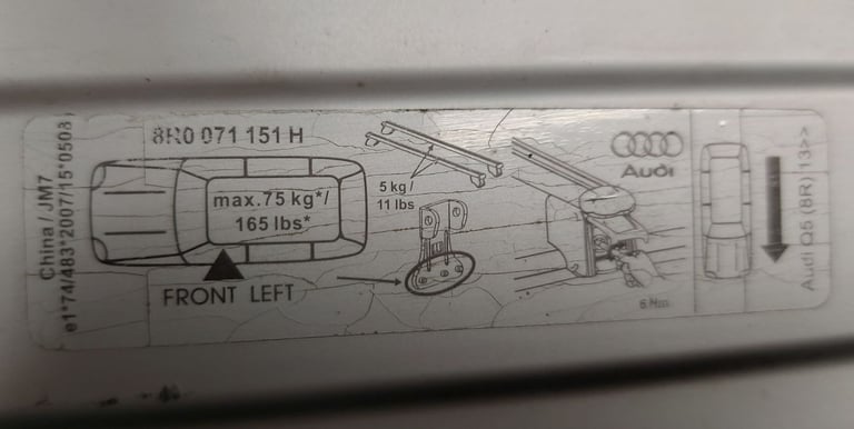 Genuine Audi Q5 Roof bars 2009 - 2016